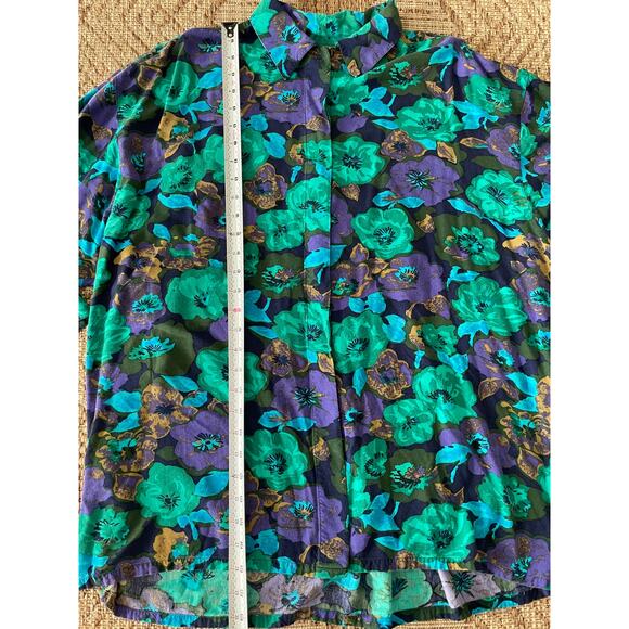 C C Hughes Floral Green and Purple Print Blouse SZ 22W - Picture 7 of 7